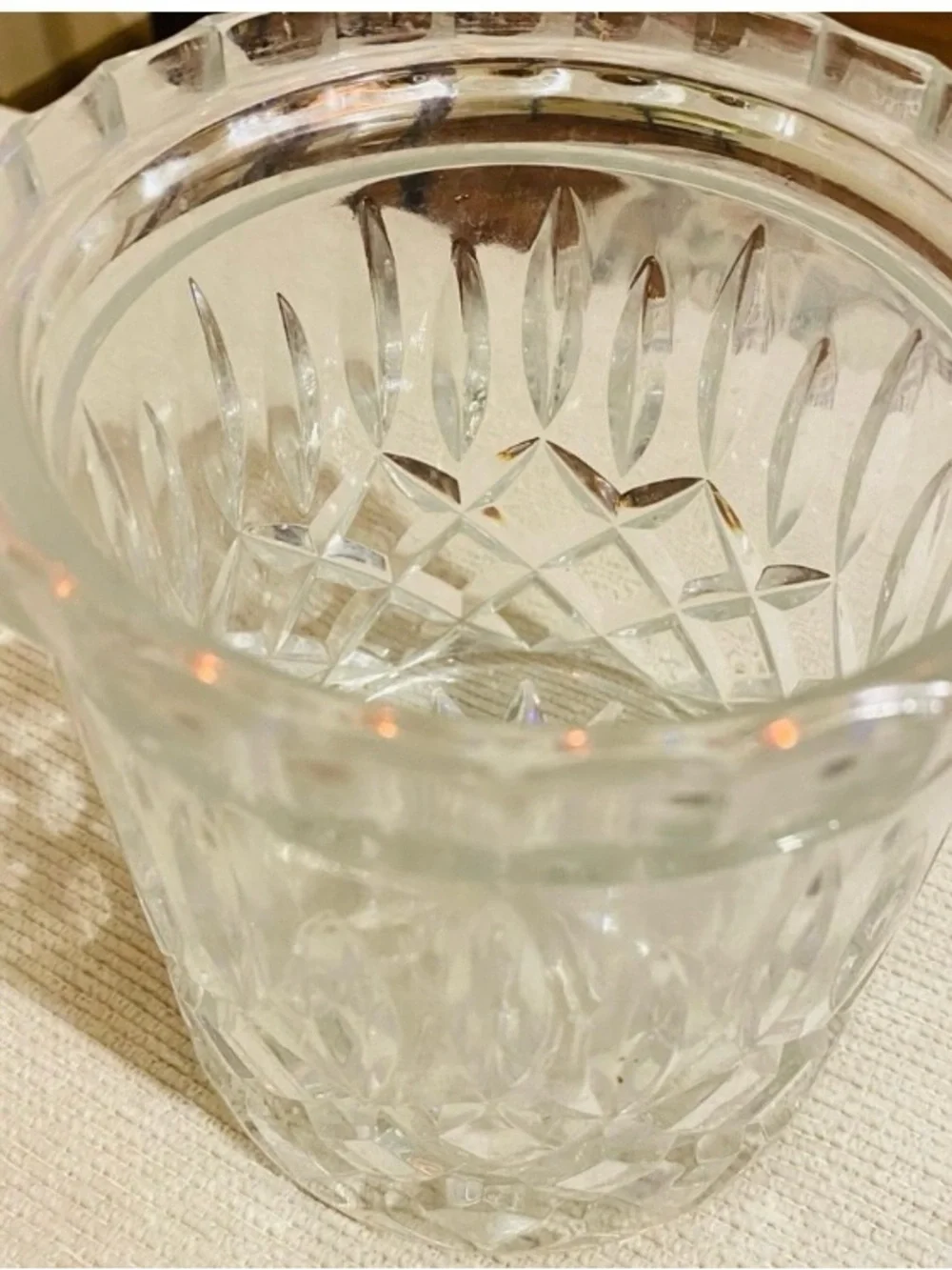Vintage Clear Crystal Cut champagne cooler heavy Glass Decorative Vase by
